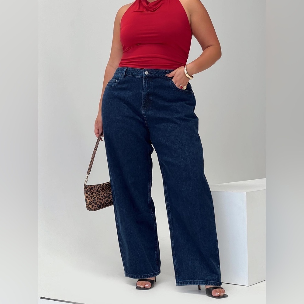 Princess Polly Blue Flare Wide Leg Jeans
